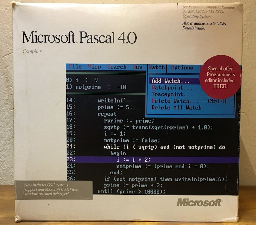 Microsoft Pascal 4.0 Box (1988)